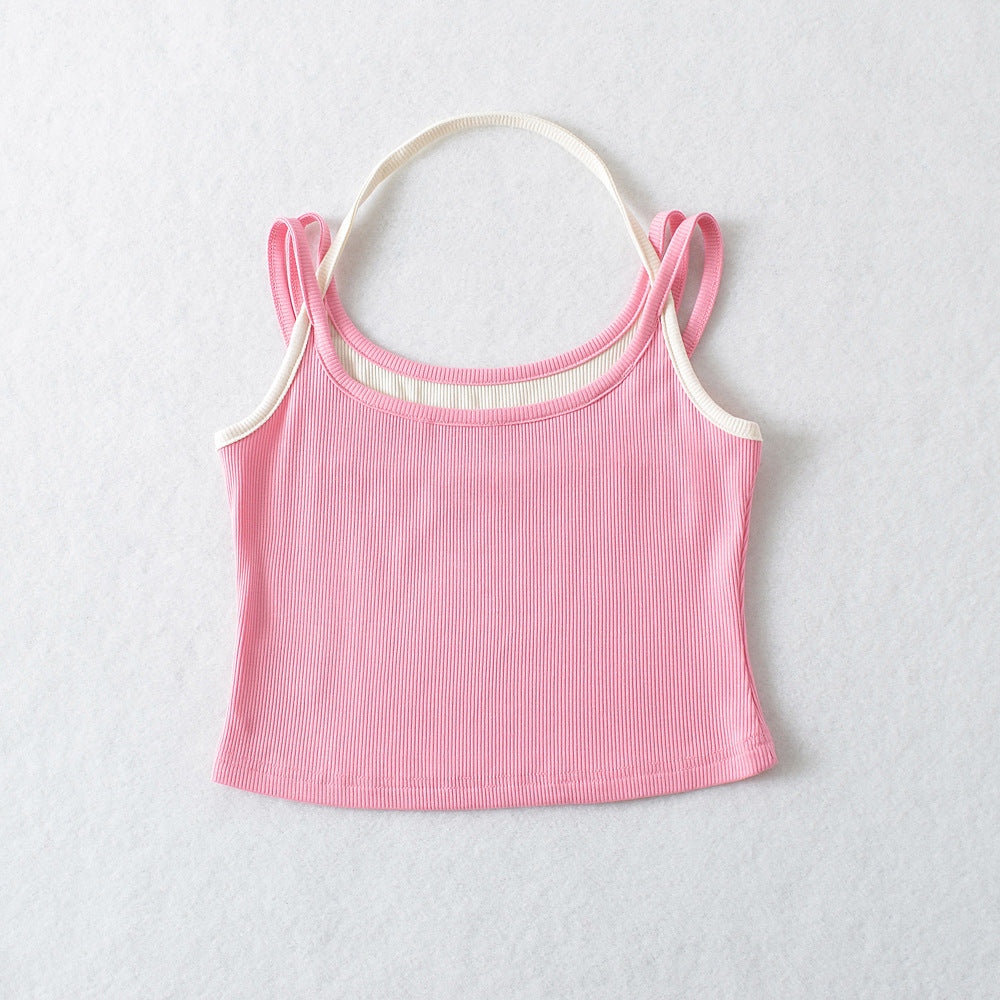 Damer sporty cropped top med raffinerede stropdesigns og elastisk stof Stilla