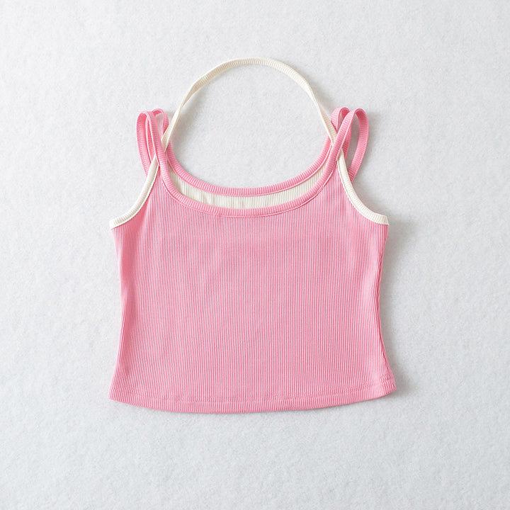 Damer sporty cropped top med raffinerede stropdesigns og elastisk stof Stilla