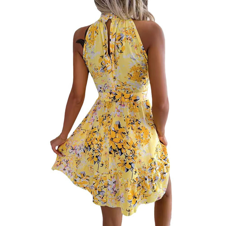 Dame Floral Halterneck Wrap Mini Kjole Stilla