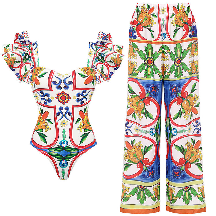 Dame Bikini-top og wrap skirt sæt Skovae
