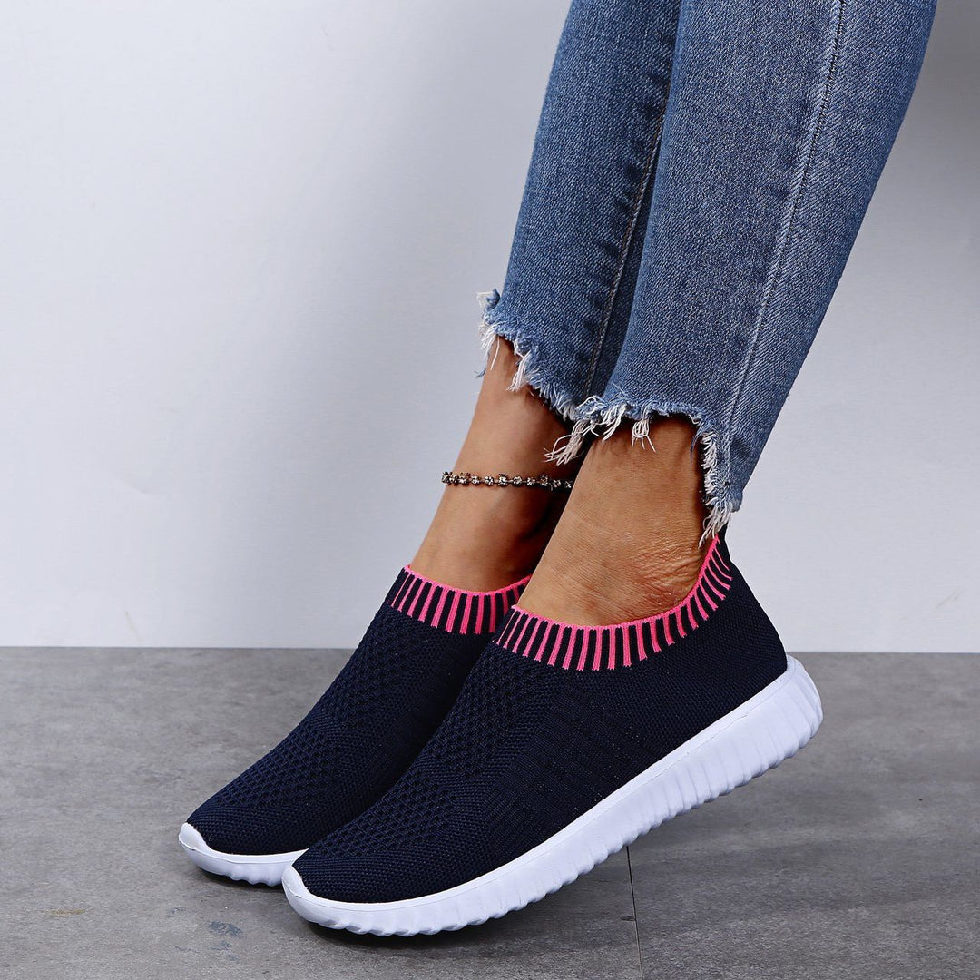 Dame Sporty Slip-On Sneakers med elastisk strikoverdel og skridsikker sål Stilla