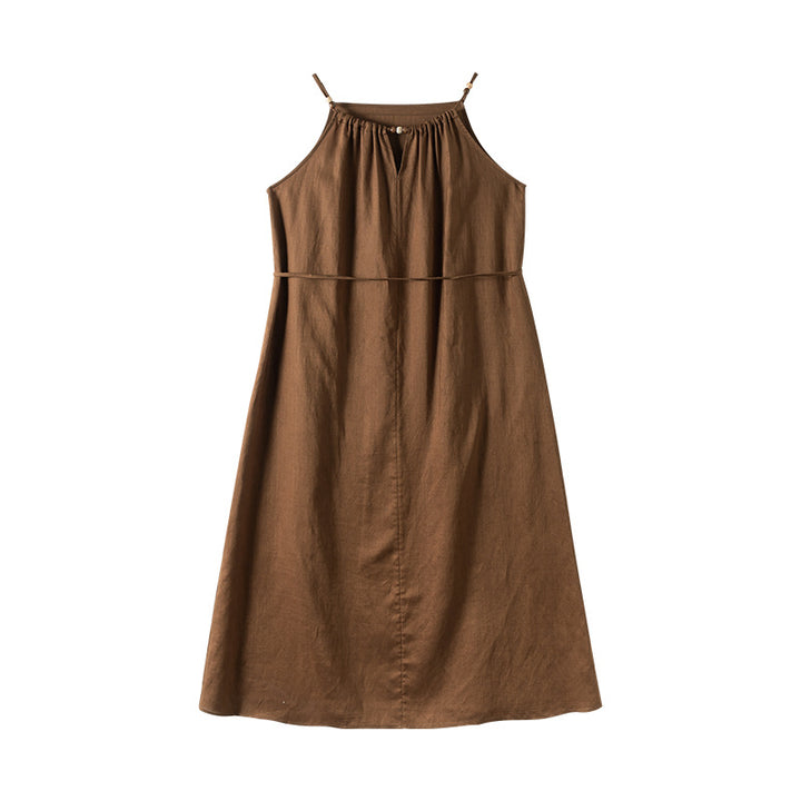 Dame elegant strapless linbuksedragt med slankende snit Stilla