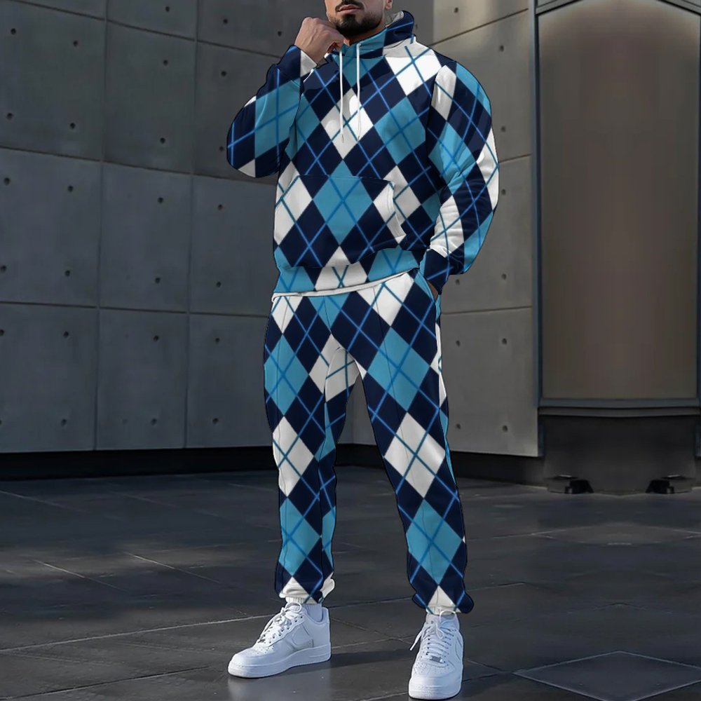 Herre hoodie og joggingbukser sæt med moderne zebramønster og behageligt materiale Stilla