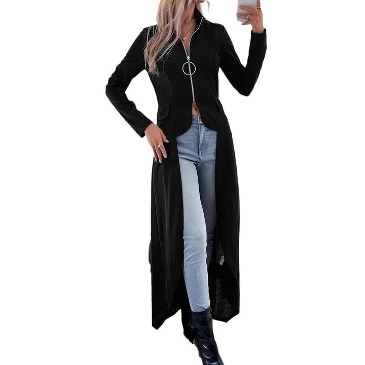 Dame Longblazer med asymmetrisk snit og ståkrave Stilla