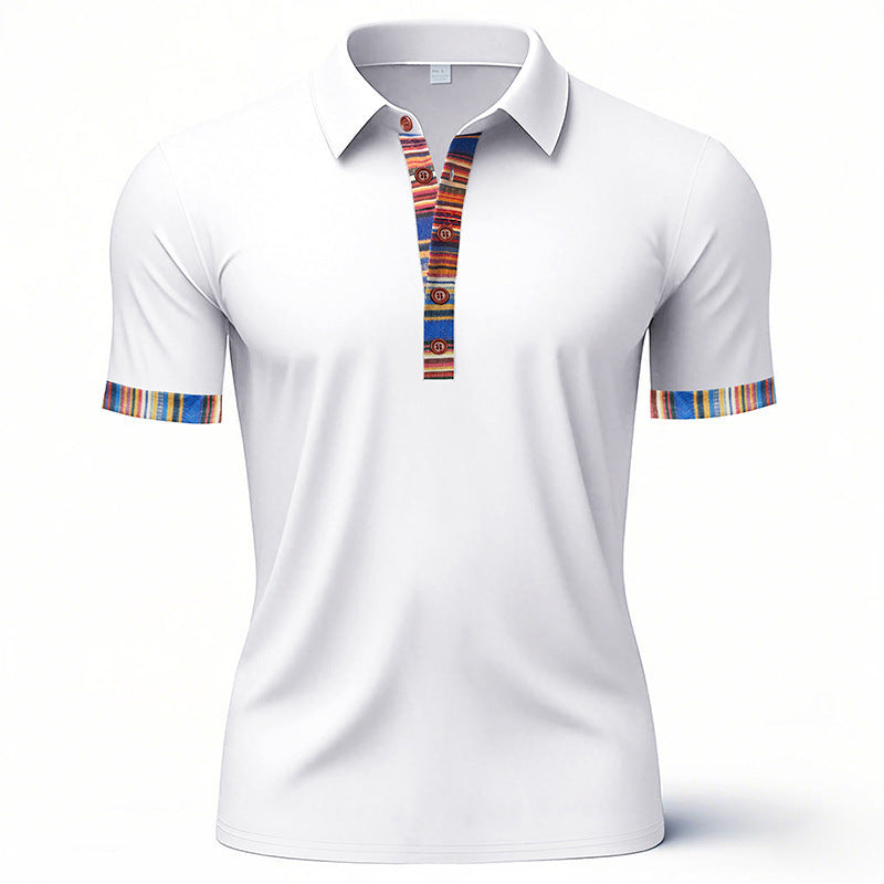 Herre Poloshirt med farverig krave og ærmeafslutninger Stilla