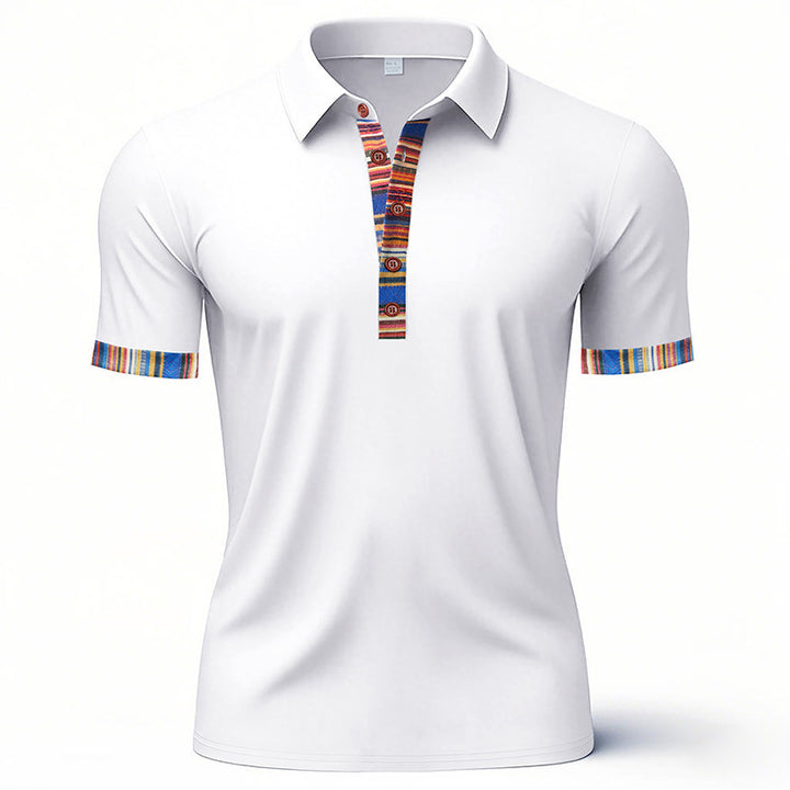 Herre Poloshirt med farverig krave og ærmeafslutninger Stilla