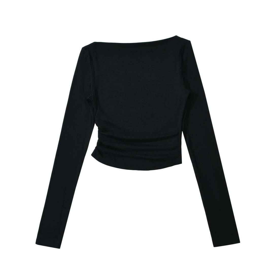 Dame elegant langærmet top med raffineret ruffle detalje og tætsiddende pasform Stilla