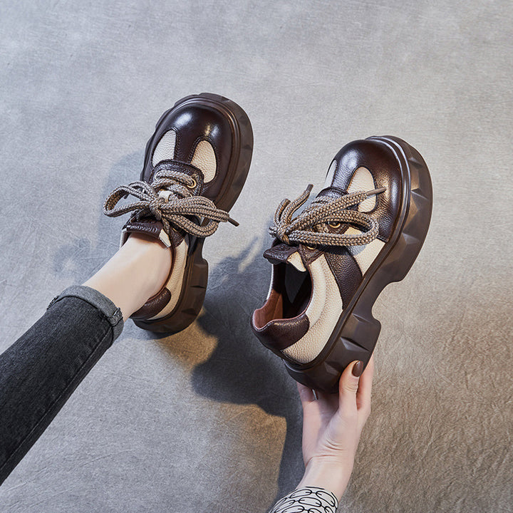 Femme Chunky Snørresneakers med struktureret Plateau-sål Stilla
