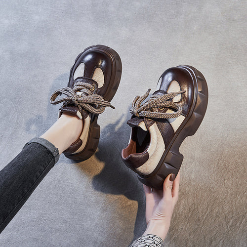 Femme Chunky Snørresneakers med struktureret Plateau-sål Stilla