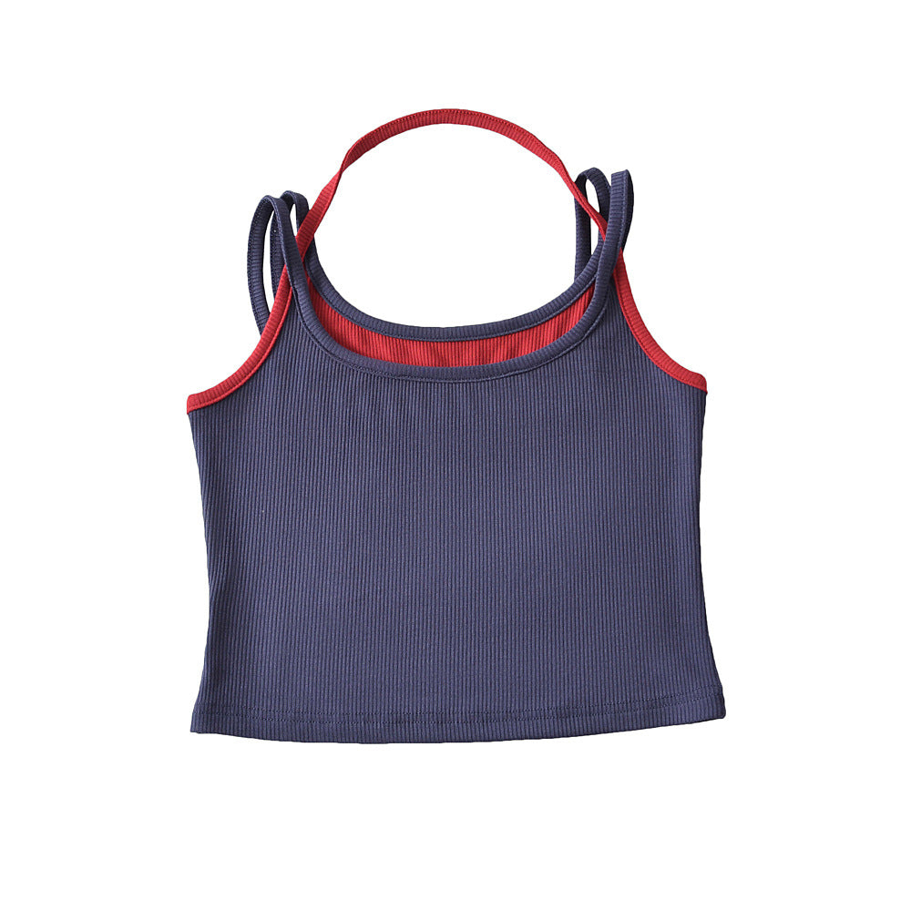 Damer sporty cropped top med raffinerede stropdesigns og elastisk stof Stilla