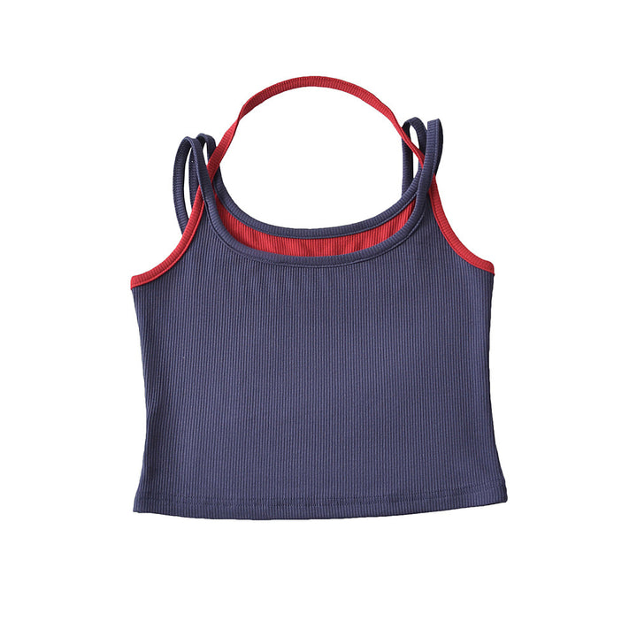 Damer sporty cropped top med raffinerede stropdesigns og elastisk stof Stilla