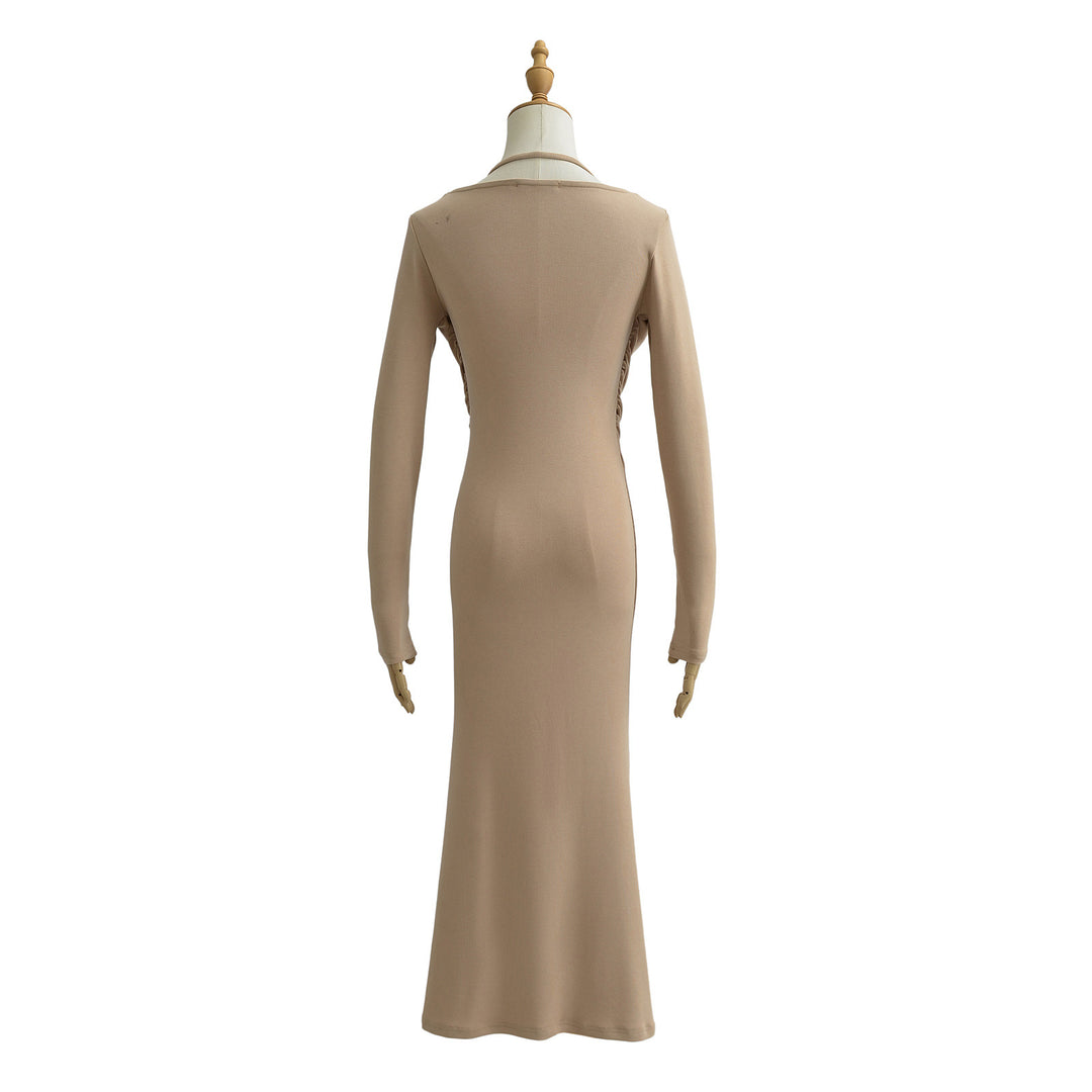 Dame elegant langærmet kjole med raffineret dråbeudskæring Stilla