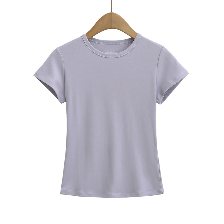 Dame Basic T-shirt med rund udskæring og tætsiddende pasform Stilla