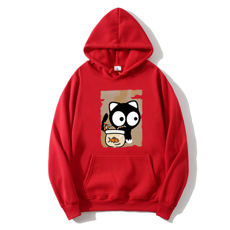 Kvinders hætte sweatshirt med sødt katte design Skovae