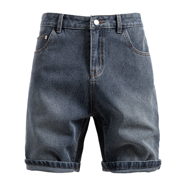 Herrer nan Jeansshorts med opfoldning, medium høj talje og klassisk lommeopdeling Skovae