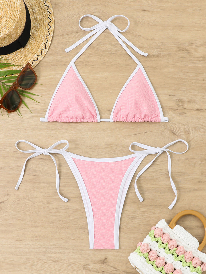 Dame Triangel-Bikini med raffinerede bindebånd og bølgete design Stilla