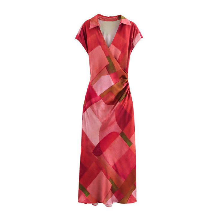 Stilla | Vibrant Print Satin Midi Kjole