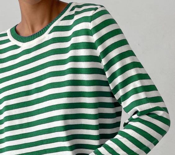 Dame stribet Langærmet sweater lavet af blødt bomuldsblandings Stilla
