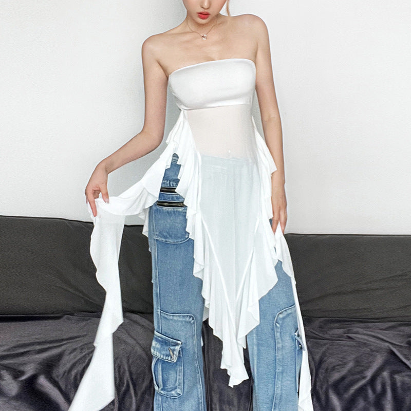 Dame Off-Shoulder Maxikjole med voluminøse Ruffles-detaljer Stilla