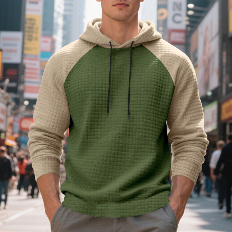 Herre nan quilted hoodie med raglanærmer og snoretræk Skovae