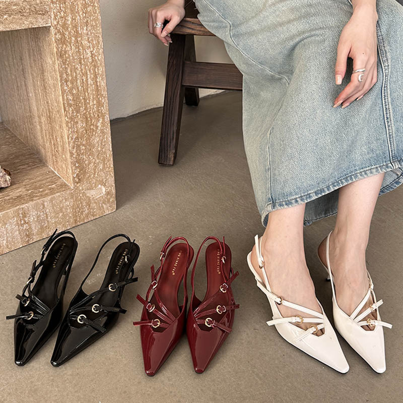 Dame Slingback Pumps med dekorativt remdesign og elegant spidsdesign Stilla