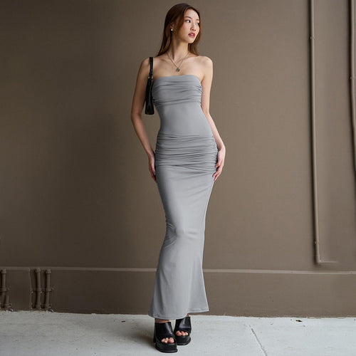 Femme Strapless Rynket Maxikjole Stilla