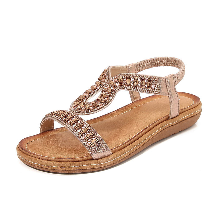Dame flip-flops med kunstneriske perlestræk og rhinestone-detaljer Stilla