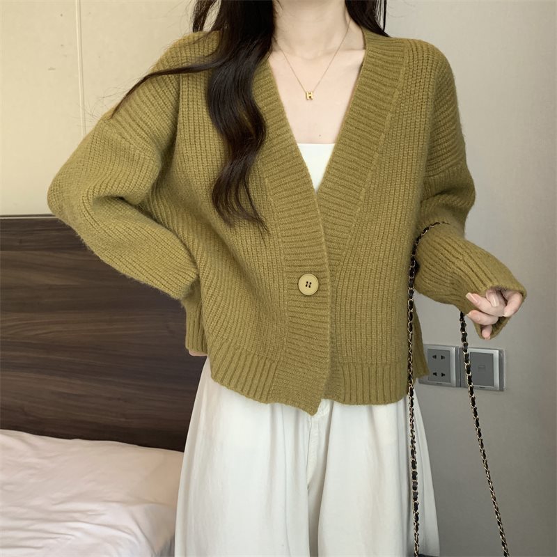 Kvinder trendy cardigan med dyb V-hals og knaplukning Stilla