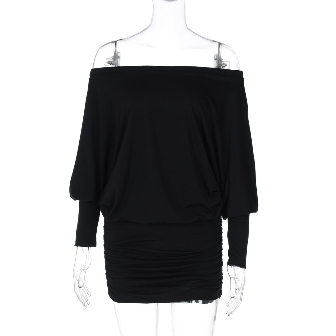 Dame Off-Shoulder Minikjole med afslappet snit og blødt materiale Skovae
