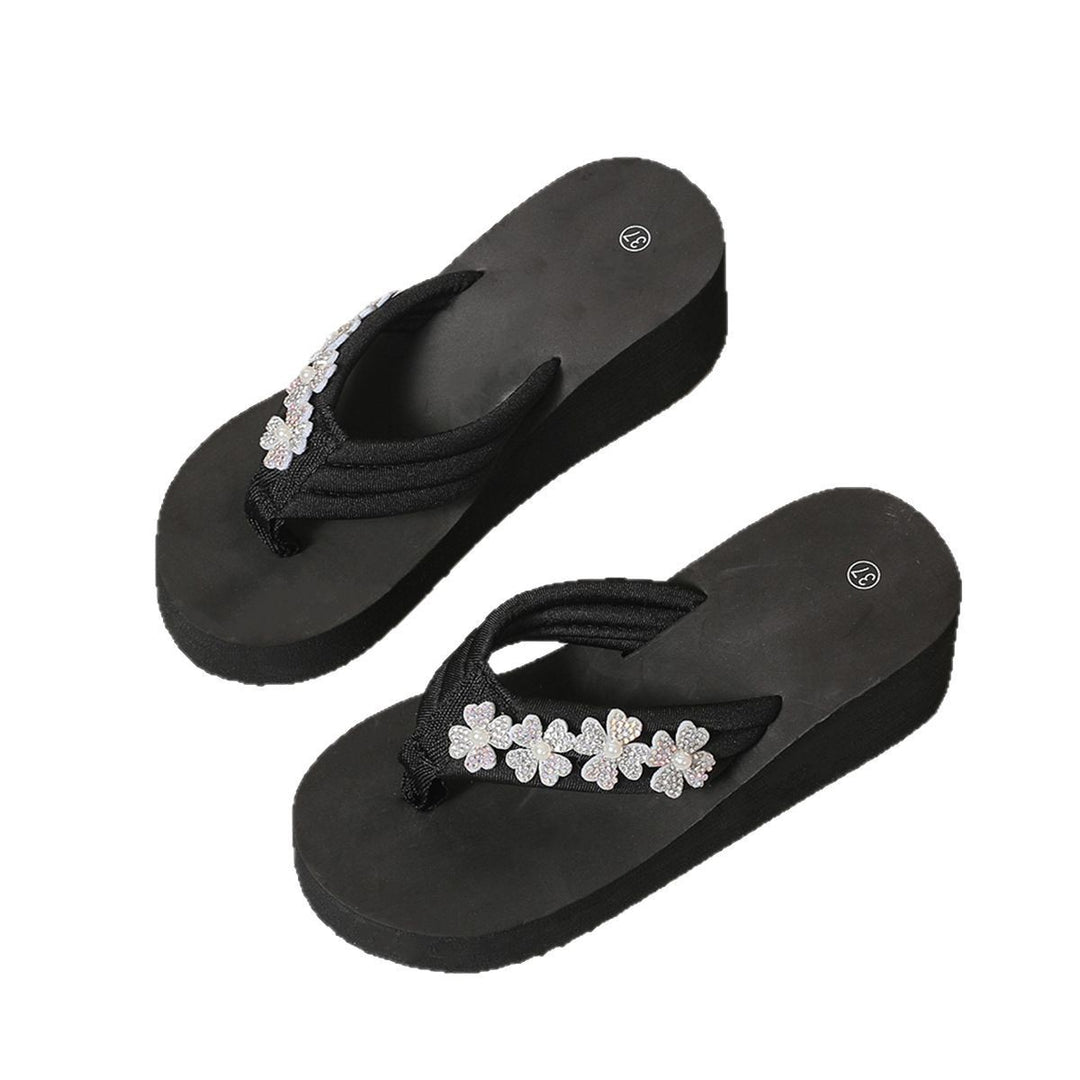 Dame tåsplit-sandaler med glitrende strass-besætning og komfortabel kilehæl Stilla