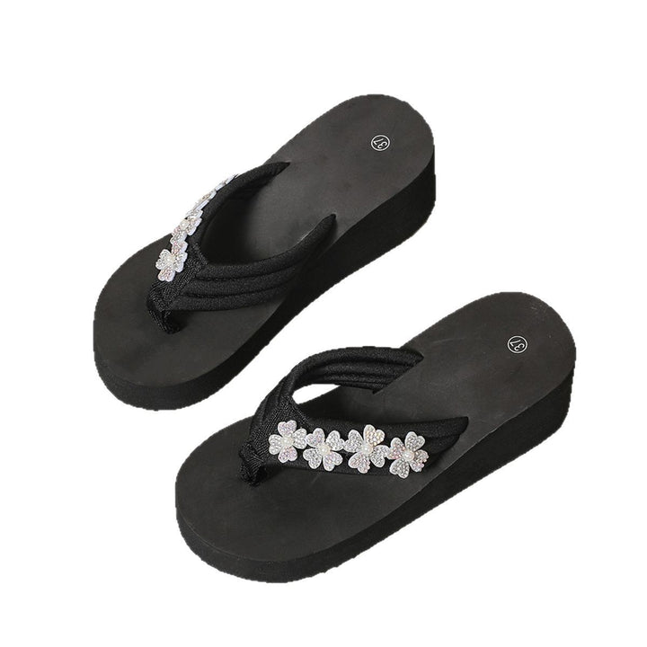 Dame tåsplit-sandaler med glitrende strass-besætning og komfortabel kilehæl Stilla