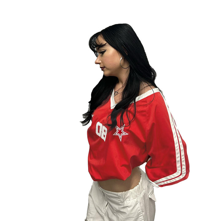 Damer Sporty Langærmet T-shirt med V-udskæring og stribedesign Stilla