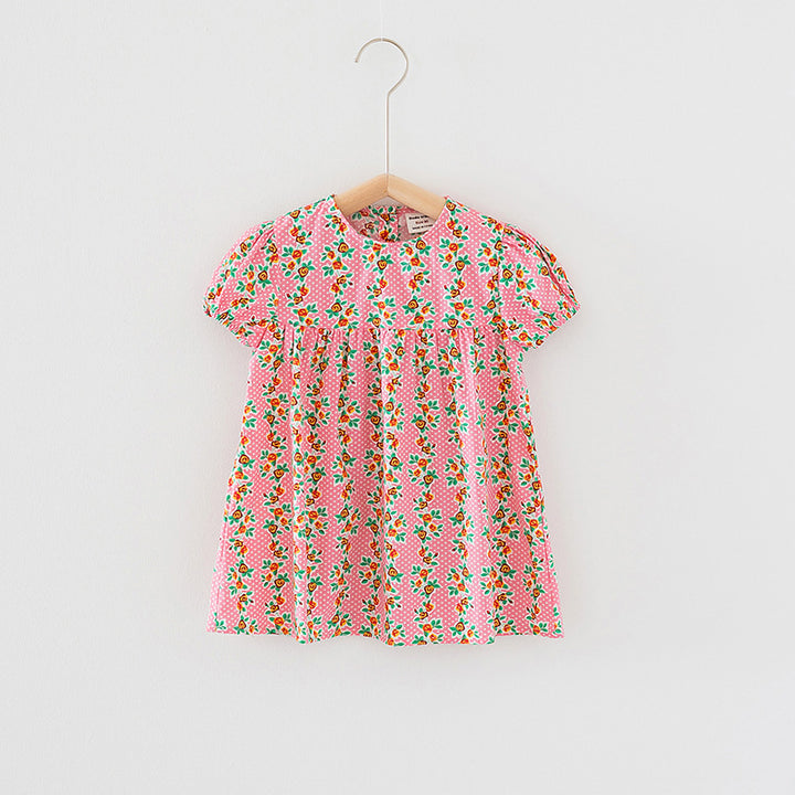 Pige Blomster Bomulds Smock Kjole Stilla