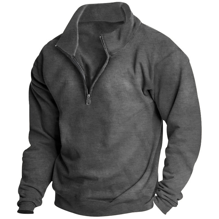 Herrer fleece-pullover med højtstående krave og lynlås Stilla