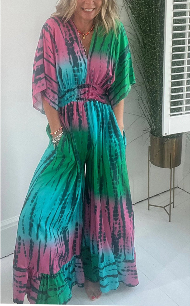 Dame Maxi-kjole i Boho-stil med elastisk taljeindsats og praktiske lommer Stilla