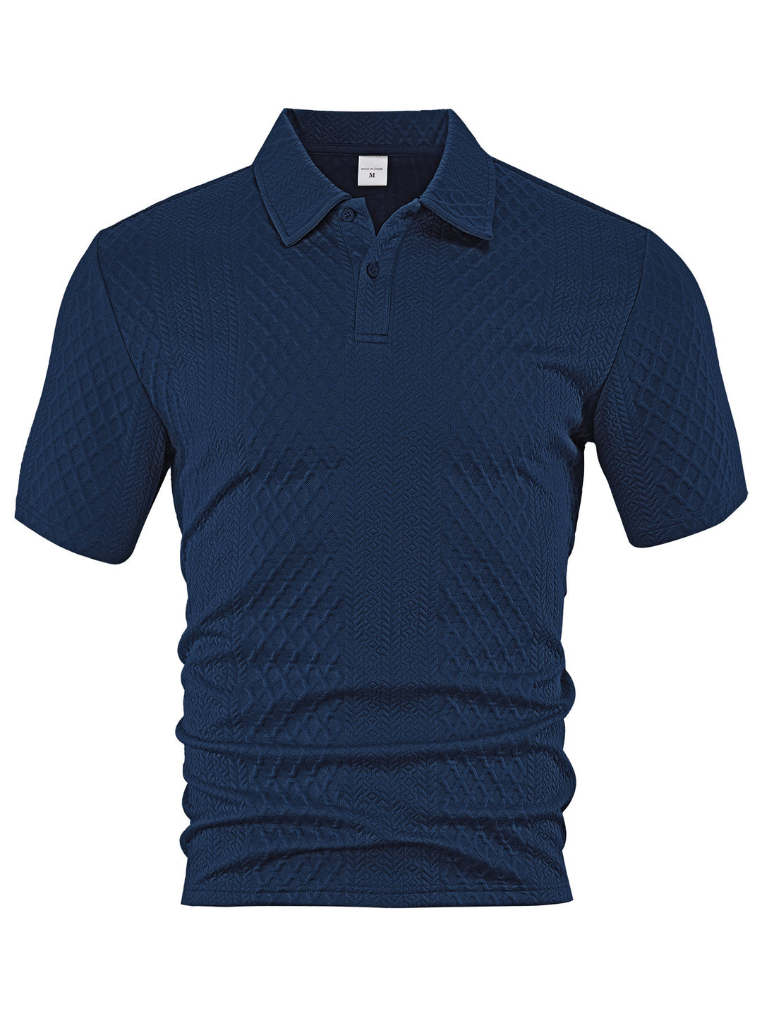 Herrer nan tekstureret jacquard-polo shirt kortærmet smal pasform med polo krave Skovae