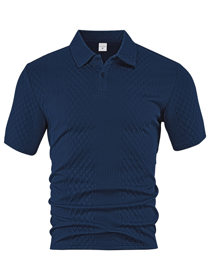 Herrer nan tekstureret jacquard-polo shirt kortærmet smal pasform med polo krave Skovae
