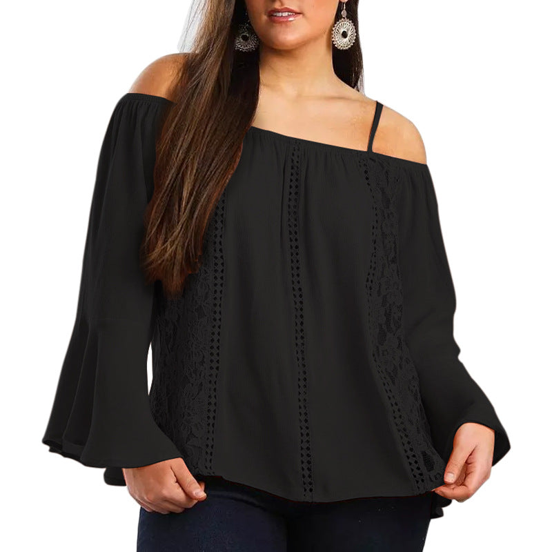 Dame Offshoulder Bluse med spidse accenter og vide ærmer Stilla