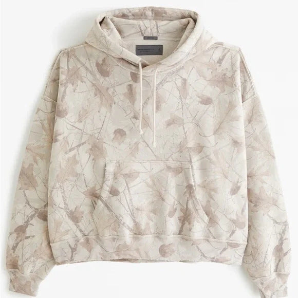 Unisex nan loose hoodie sweat med diskret blæremønster, dobbelt hætte uden snøre og kengurulomme Skovae