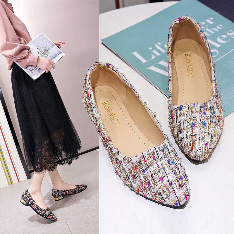 Dame elegante Slip-On Ballerinas med fashionabelt vævdesign Stilla