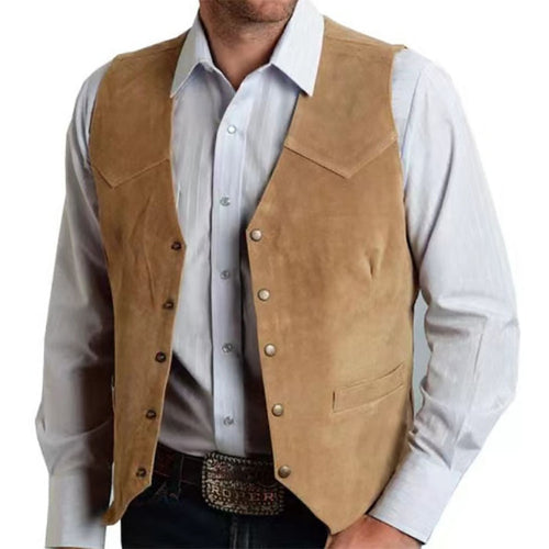 Stilla | Vest Slim Fit Suede Look Metal Knopper Western Detaljer