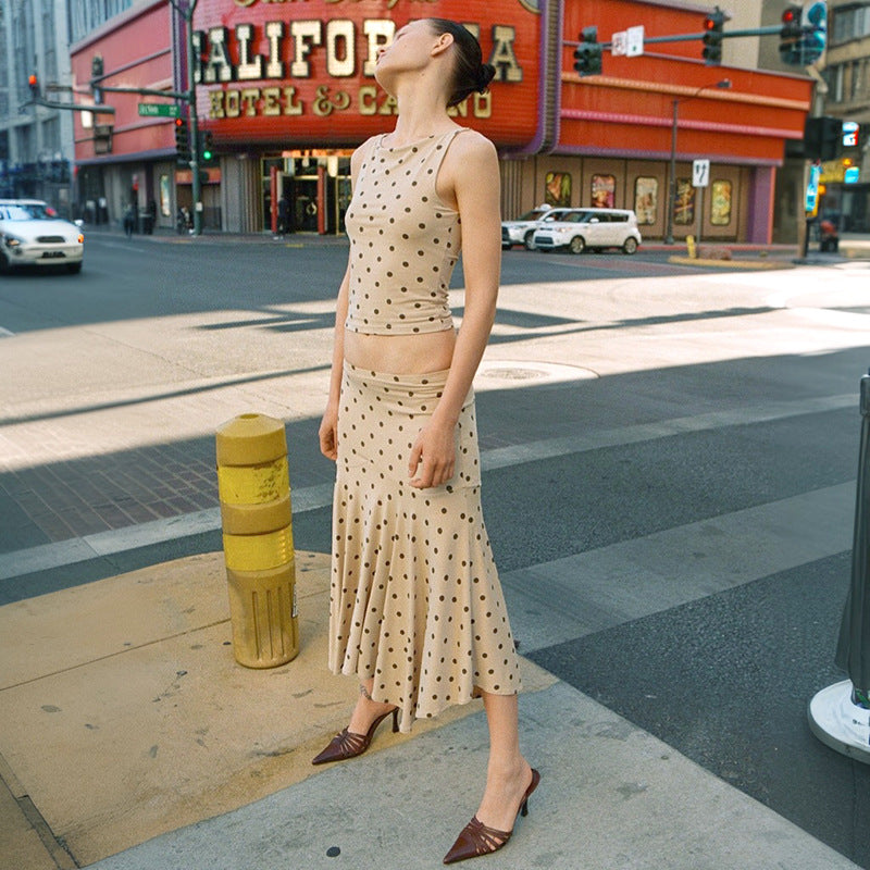 Dame Polka Dot Flared Maxi Kjole Stilla