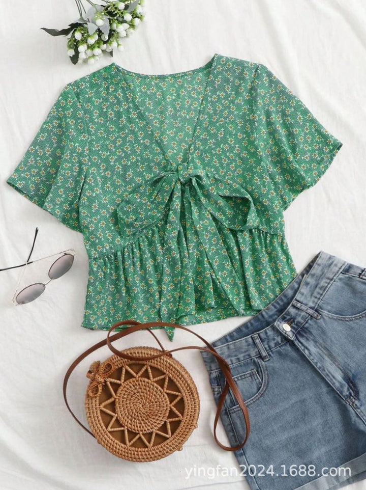 Kvinder flatterende knude-forside peplum top Stilla
