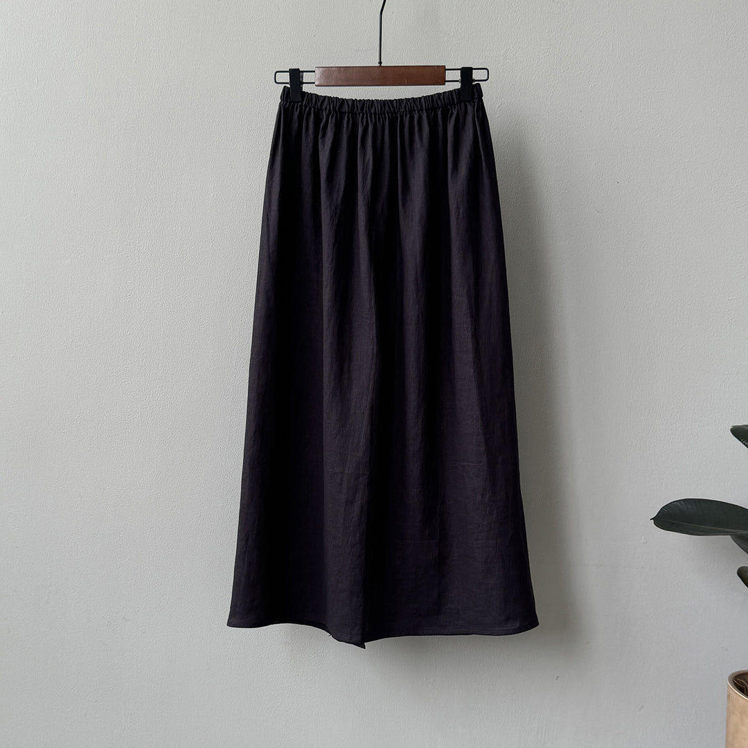 Dame Maxiskirt i let linned med elastisk talje Stilla