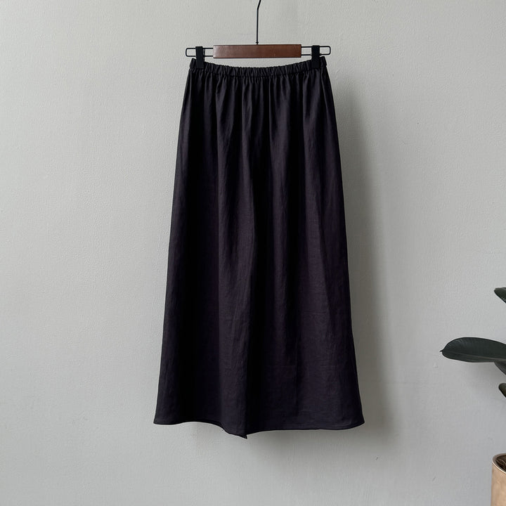 Dame Maxiskirt i let linned med elastisk talje Stilla