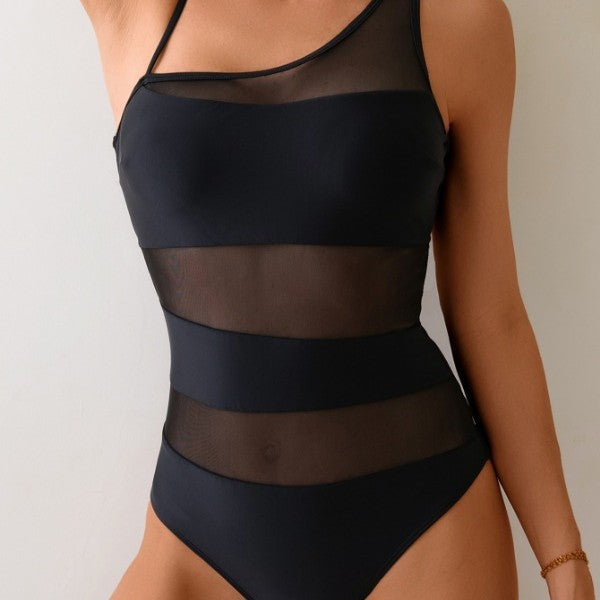 Damer sportlig one-piece med transparente indsatser Skovae