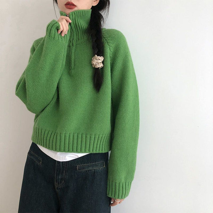 Dames stylish stand-up collar sweater lavet af høj kvalitets strik Stilla
