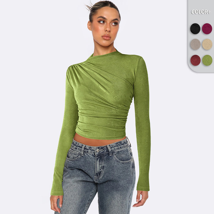 Damer Raffineret Langarmshirt med elegant Wickeldesign Stilla