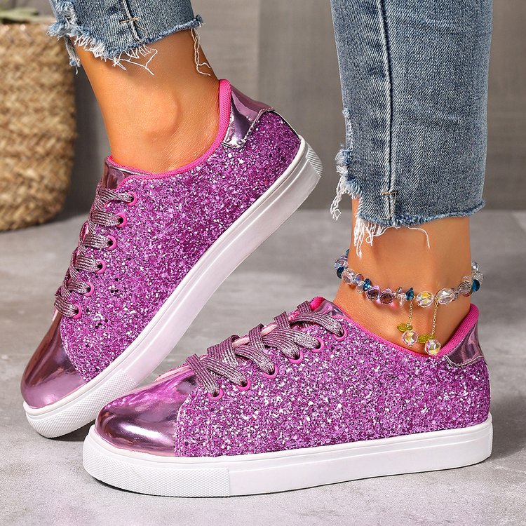 Dame Glitrende Sneakers med Metalspids og komfortabelt Indvendigt Foder Stilla