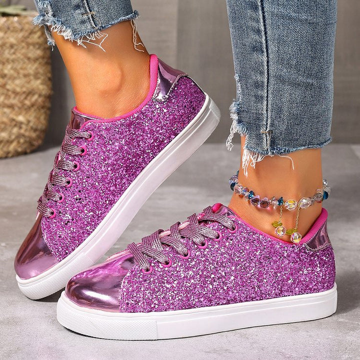 Dame Glitrende Sneakers med Metalspids og komfortabelt Indvendigt Foder Stilla